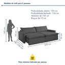 Ver imagem 3 de Sofá Cama Retrátil e Reclinável 220cm Marselha