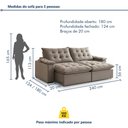 Ver imagem 3 de Sofá Retrátil e Reclinável 240cm Alaska Veludo/Bege