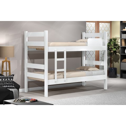 Beliche / Cama Solteiro 100% MDF Estrado em Eucalipto Reforçada com Escada Lateral Cor Branca última