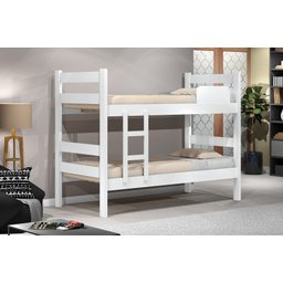 Beliche / Cama Solteiro 100% MDF Estrado em Eucalipto Reforçada com Escada Lateral Cor Branca última - 2