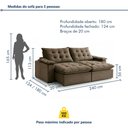 Ver imagem 3 de Sofá Retrátil e Reclinável 240cm Alaska Veludo/Marrom