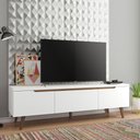 Ver imagem 1 de Rack Retrô Reims Para Tv Até 75" Pés De Madeira Branco