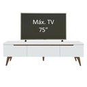 Ver imagem 6 de Rack Retrô Reims Para Tv Até 75" Pés De Madeira Branco
