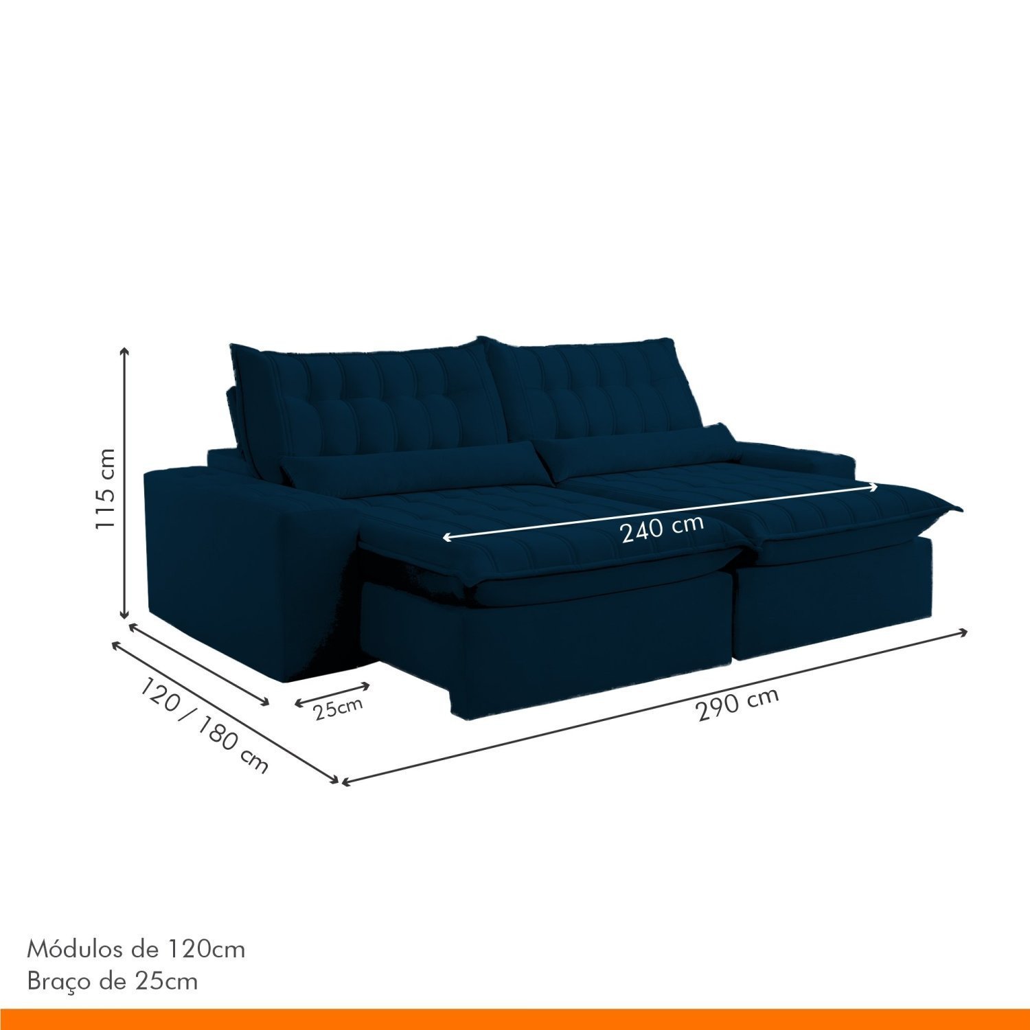 Sofá Retrátil e Reclinável 290cm Domínio - 3