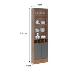 Cristaleira 2 Portas Vidro Bella Nog/cinza 70cm Carraro - 2