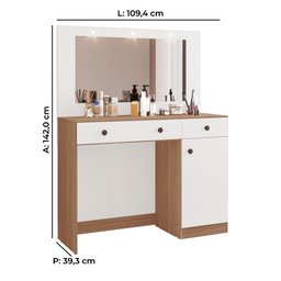 Penteadeira Diva 100% Mdf Tuboarte 1 Porta 2 Gavetas 3 Luminárias - 2