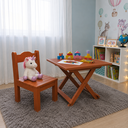 Ver imagem 1 de Mesa Dobrável 50x50 com 2 Cadeiras Dobráveis Passa Perto - Marrom