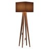 Abajur De Chão Luminária Bella Com Cúpula Quadrada E Pés De Madeira Retrô Marrom - 2