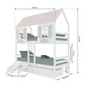 Ver imagem 3 de Beliche Casinha Bela com 2 Gavetas Kit Escada/escorregador - Madeira Maciça Branco/rosa/verde |