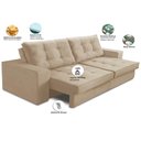 Ver imagem 2 de Sofá Retrátil e Reclinável 3 Lugares 2,10m com Molas Melissa Suede Bege Rover & Beato