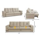Ver imagem 3 de Sofá Retrátil e Reclinável 3 Lugares 2,10m com Molas Melissa Suede Bege Rover & Beato