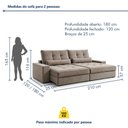 Ver imagem 3 de Sofá Retrátil e Reclinável 210cm Enzo Plus Veludo Cinza