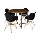 Ver imagem 2 de Mesa Jantar Industrial Amêndoa 110cm Redonda Base V com 4 Poltronas Eames Eiffel Daw Pretas Base Dou
