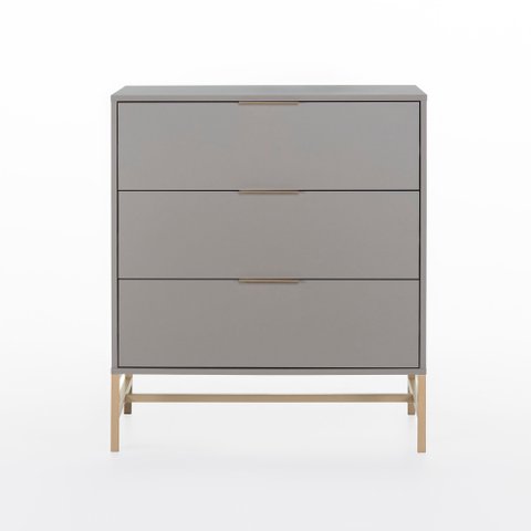 Cômoda Square para Quarto 3 Gavetas Pés de Metal 80cm Nude Gianduia  Casavee