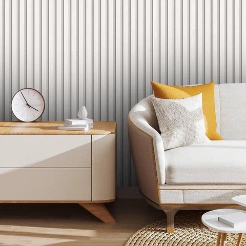 Papel de Parede Adesivo Ripado Branco Encantador Fino Gh Papel de Parede 2,8m