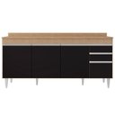 Ver imagem 5 de Balcão Gabinete 180cm com Tampo Dallas Castanho/Preto - Lumil Lumil Móveis