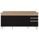 Ver imagem 5 de Balcão Gabinete 180cm com Tampo Dallas Castanho/Preto - Lumil Lumil Móveis