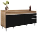 Ver imagem 2 de Balcão Gabinete 180cm com Tampo Dallas Castanho/Preto - Lumil Lumil Móveis