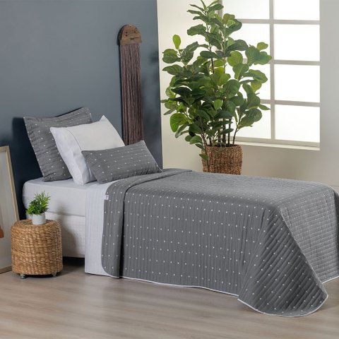 Unique Luxo Bordado 400 Fios - Kit Cobre Leito 4 Peças Sofisticação Inigualável (cinza, Solteiro)