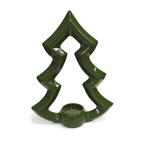 Enfeite Porta-Velas Silhueta Árvore de Natal Decorativa 33x26cm