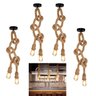 Pendente Luminaria Kit 4 Uni Corda Sisal Natural Retro Iluminaçao Casa Sala Loja Comercio Decoraçao  - 1