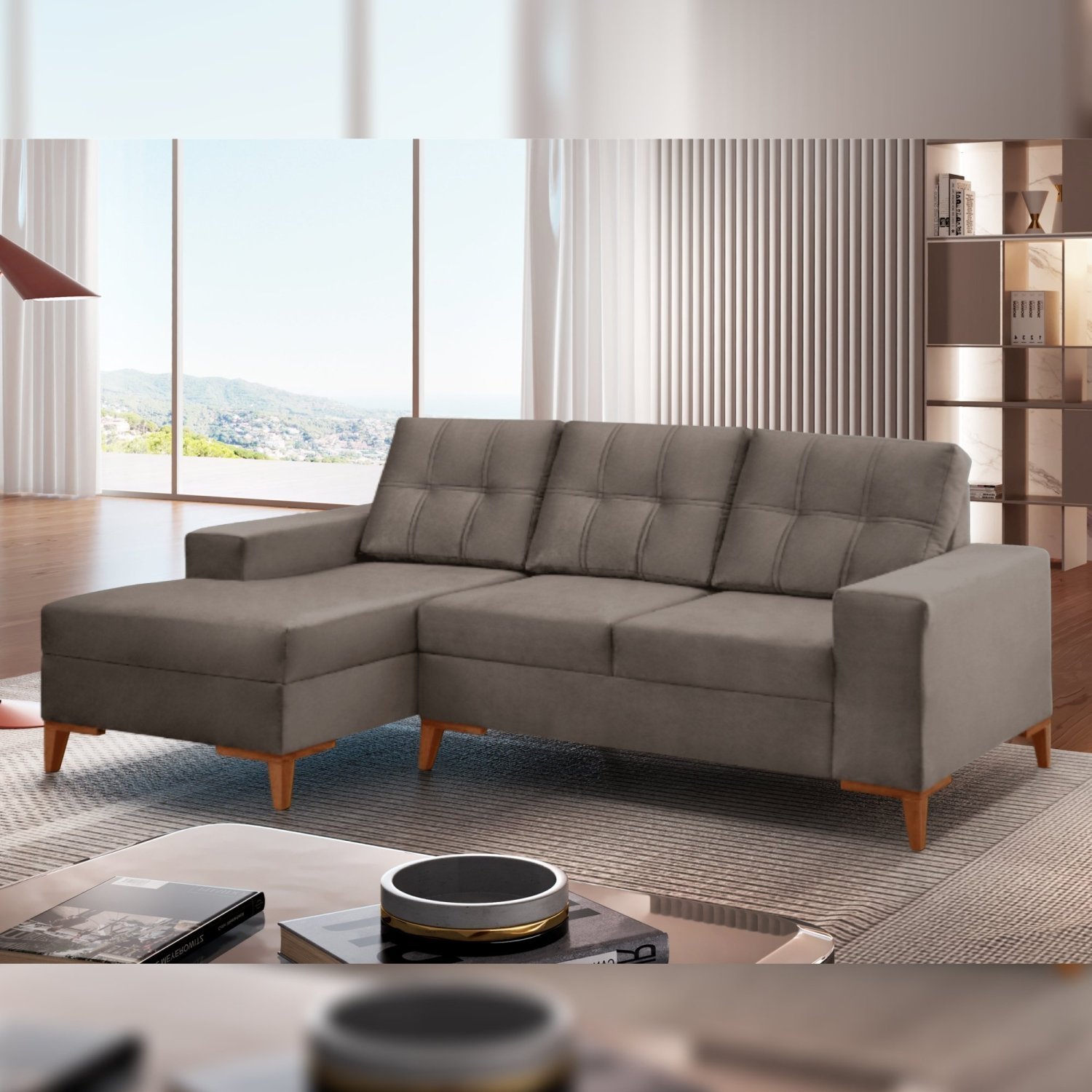 Sofá 2 Lugares 208cm Chaise Esquerda Emporio