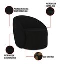 Ver imagem 4 de Sofá 4 Lugares Orgânico 220cm Morgan e 2 Poltronas Lua Veludo Preto D03 - D'Rossi