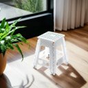 Ver imagem 2 de Banqueta Plástica Dobrável 45cm 150kg Cor Branco - Kala