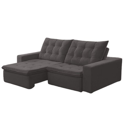 Sofá Vancouver 3 Lugares Retrátil e Reclinável Veludo - Meu Estofado:cinza