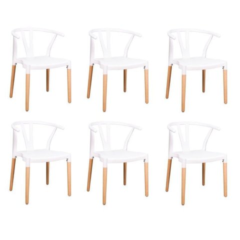 Conjunto 6 Cadeiras Polipropileno Wishbone Yescasa Branco