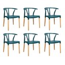 Ver imagem 1 de Conjunto 6 Cadeiras Polipropileno Wishbone Yescasa Verde/Escuro