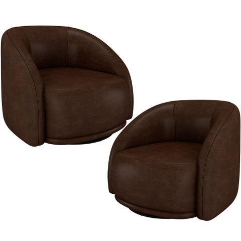 Kit 02 Poltronas Decorativas Giratória Angelina M03 Couríssimo Marrom - Lyam Decor