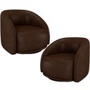 Ver imagem 1 de Kit 02 Poltronas Decorativas Giratória Angelina M03 Couríssimo Marrom - Lyam Decor