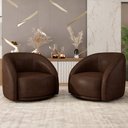 Ver imagem 2 de Kit 02 Poltronas Decorativas Giratória Angelina M03 Couríssimo Marrom - Lyam Decor
