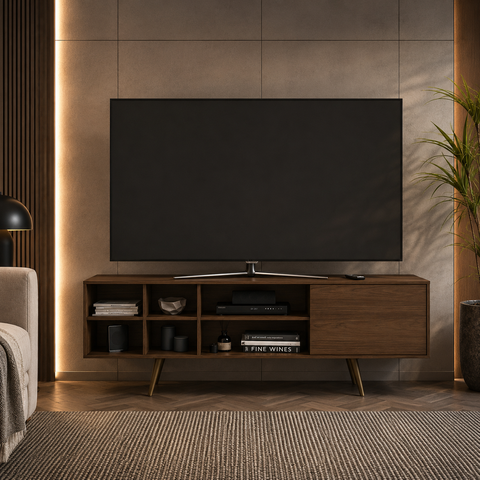 Rack para TV até 65 Polegadas 175cm 1 Porta 6 Nichos Turquia Mumbai - Mademóvel