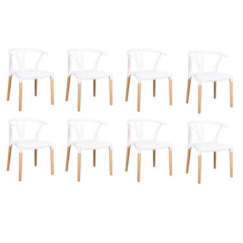 Conjunto 8 Cadeiras Polipropileno Wishbone Yescasa Branco