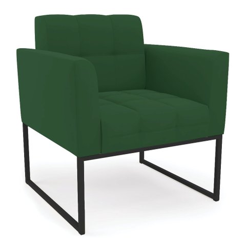 Poltrona Elisa Veludo Verde Base Metálica Industrial Preto - D'Rossi