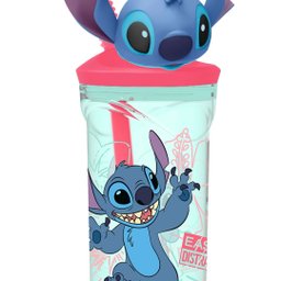 Copo com Canudo Acrílico Tampa Stitch Disney 3d Látex 360ml - Tuut - 4