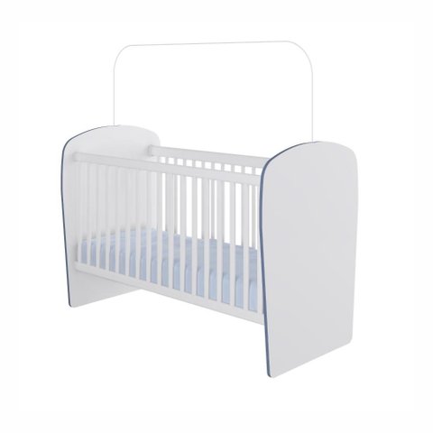 Berço Percasa para Colchão 130X60cm MDP e Madeira Maciça Branco e Azul Certificado Inmetro