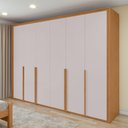 Ver imagem 1 de Guarda Roupa 6 Portas 6 Gavetas 100% Mdf Easy Space Amendoa Clean/off White