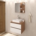 Ver imagem 1 de Conjunto Kit para banheiro 60cm com Gabinete espelheira e cuba CJ43018-111 Móvel na Caixa Videira Am