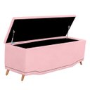 Ver imagem 1 de Calçadeira Baú Queen Estofada Maitê Veludo Rosa Bebe