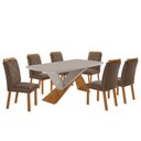 Ver imagem 2 de Mesa de Jantar Yasmin 180cm Tampo Mdf com Vidro Canto Copo e 6 Cadeiras Melissa