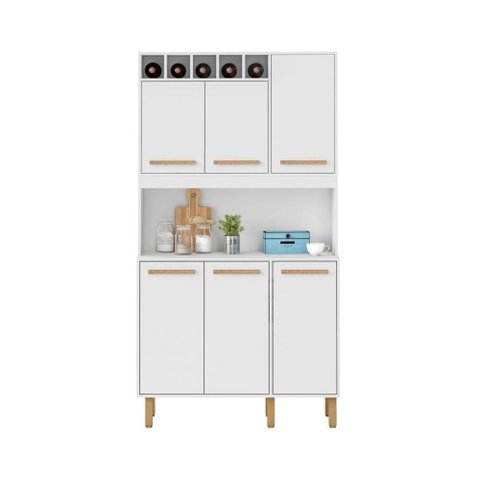 Armário de Cozinha Thaís 1,07 Mt 6 Portas Branco