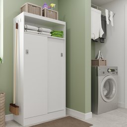 Armário Multiuso com 2 Portas de Correr 528 - Móveis Carraro - Branco - 1