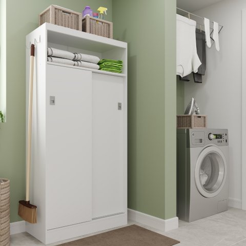 Armário Multiuso com 2 Portas de Correr 528 - Móveis Carraro - Branco