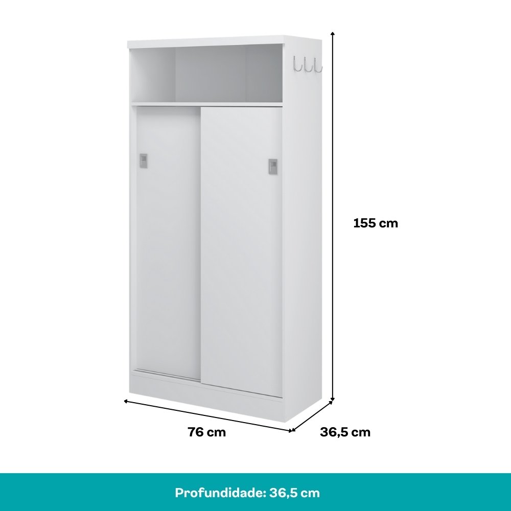 Armário Multiuso com 2 Portas de Correr 528 - Móveis Carraro - Branco - 3