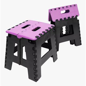 Banco Dobrável Portátil até 100kg Plástico Rosa