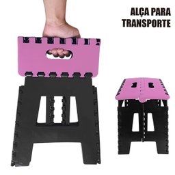 Banco Dobrável Portátil até 100kg Plástico Rosa - 4
