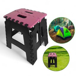 Banco Dobrável Portátil até 100kg Plástico Rosa - 2